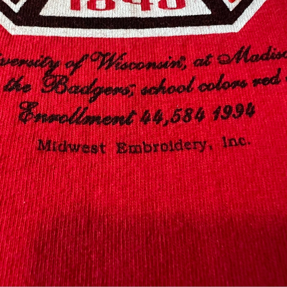 Vintage 90s Midwest Embroidery Wisconsin Badgers Bucky Shirt Large Single Stitch - Picture 12 of 13